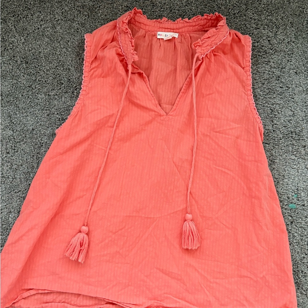 Roller Rabbit Coral Ruffle Top